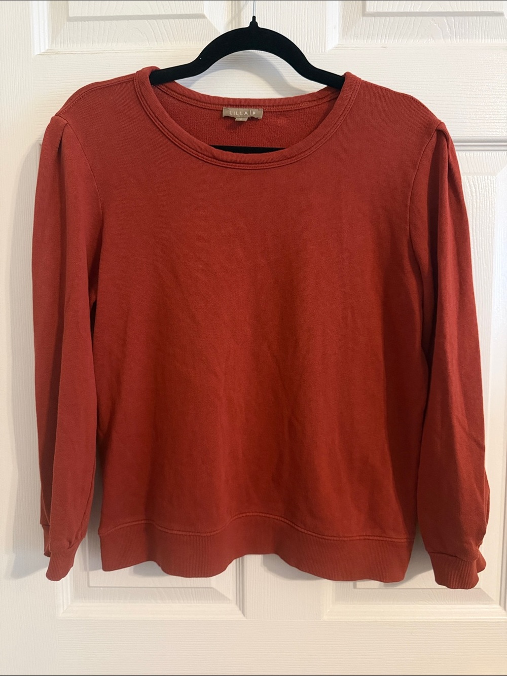 Lilia P. Crewneck Sweatshirt 100% Cotton Sz Medium Burnt Red